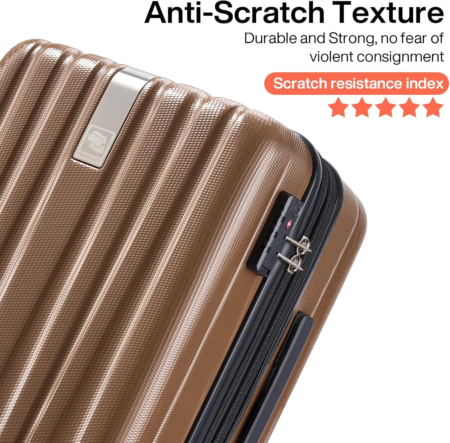 Hanke Luggage Sets 3 piece Carry On Luggage with Wheels PC Hard Shell Suitcases Lightweight Checked Tsa Luggage Extra Large Travel Suitcase Woman Men 20/24/29 Inch （Brown）