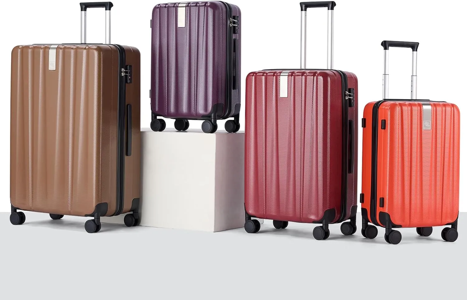 Hanke Luggage Sets 3 piece Carry On Luggage with Wheels PC Hard Shell Suitcases Lightweight Checked Tsa Luggage Extra Large Travel Suitcase Woman Men 20/24/29 Inch （Brown）