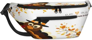 Happy Thanksgiving Theme Turkey Crossbody Sling Bag for Women Men Crossbody Backpack with 4 Zipper Pockets Fanny Pack Shoulder Casual Daypack for Travel Running Hiking Cycling