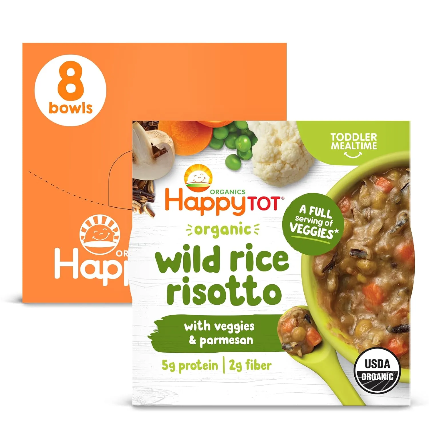 Happy Tot Organics Meal Bowl, Veggies & Wild Rice with Mushrooms & Parmesan, 4.5 Ounce Pouch (Pack of 8)