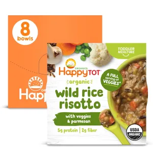 Happy Tot Organics Meal Bowl, Veggies & Wild Rice with Mushrooms & Parmesan, 4.5 Ounce Pouch (Pack of 8)
