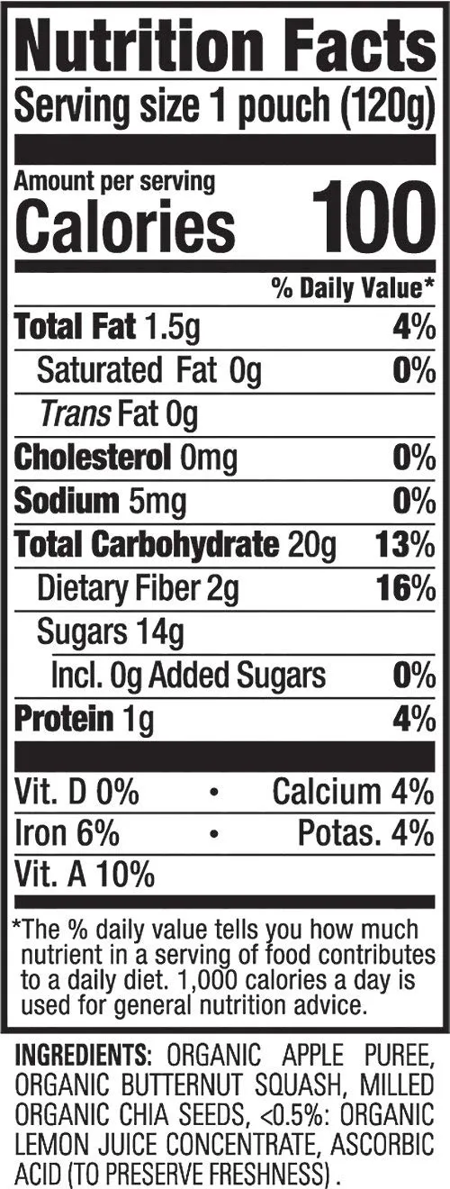 Happy Tot Organics Stage 4 Baby Food Pouches, Gluten Free, Vegan Snack, SuperFoods Fruit & Veggie Puree, Apples, Butternut Squash & Chia, 4.22 Ounce (Pack of 16)