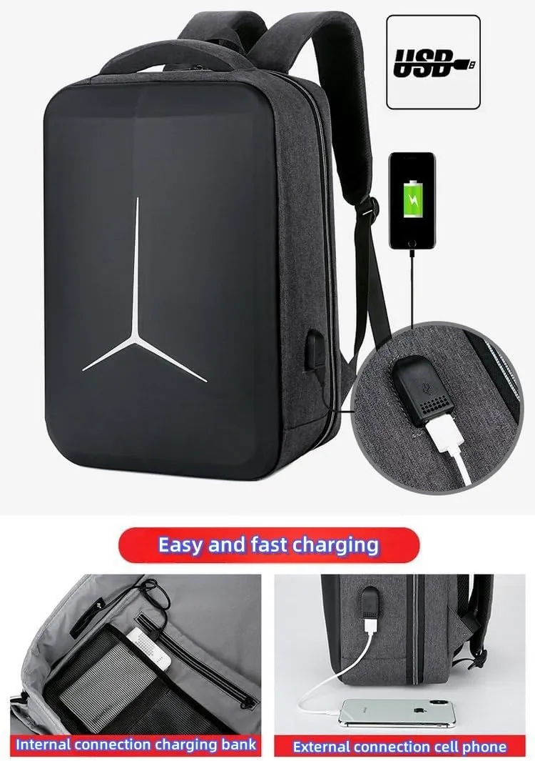 Hard Shell Business Backpack Travel Laptop backpack USB port backpack Daily laptop backpack Waterproof travel backpack (01#Grey)