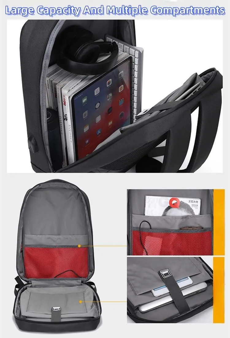 Hard Shell Business Backpack Travel Laptop backpack USB port backpack Daily laptop backpack Waterproof travel backpack (01#Grey)