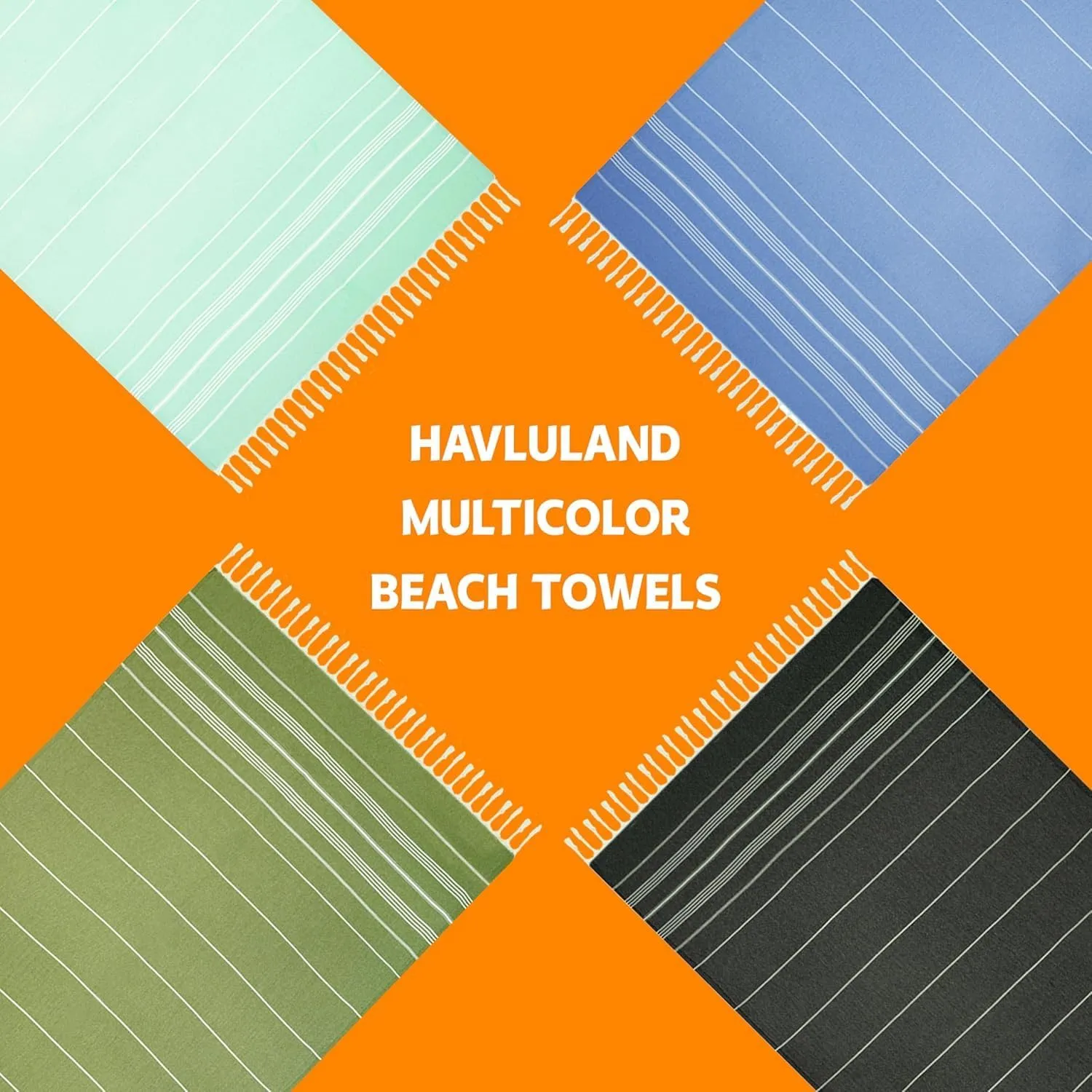 HAVLULAND Turkish Beach Towels Oversized, 100% Cotton Bulk Large Bath Pool Towel Quick Dry Absorbent Sand Free Light Weight Travel Blanket Summer Essentials Clearance (Set of 2)