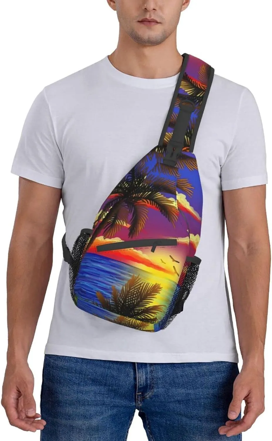 Hawaii Tropical Palm Tree Sling Bag Women Men Backpack Crossbody Bag Travel Hiking Casual Daypack