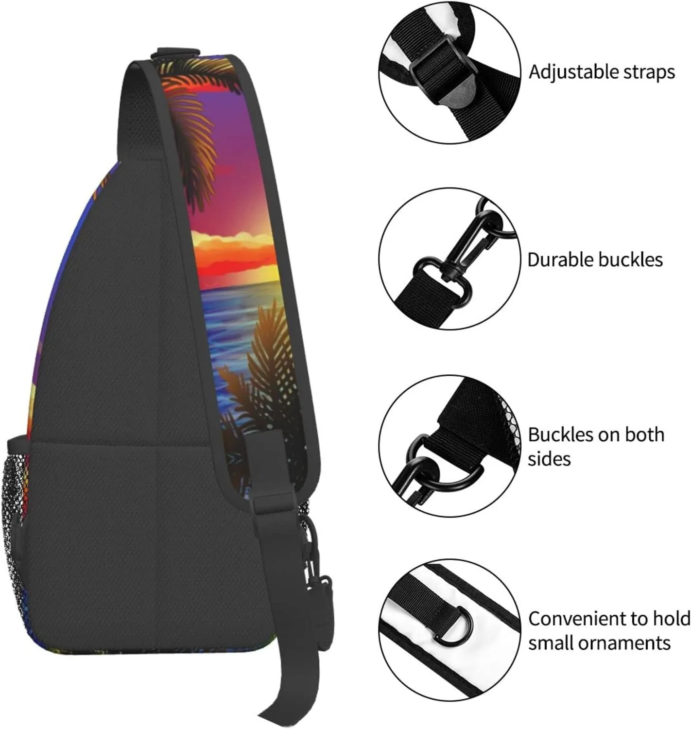 Hawaii Tropical Palm Tree Sling Bag Women Men Backpack Crossbody Bag Travel Hiking Casual Daypack