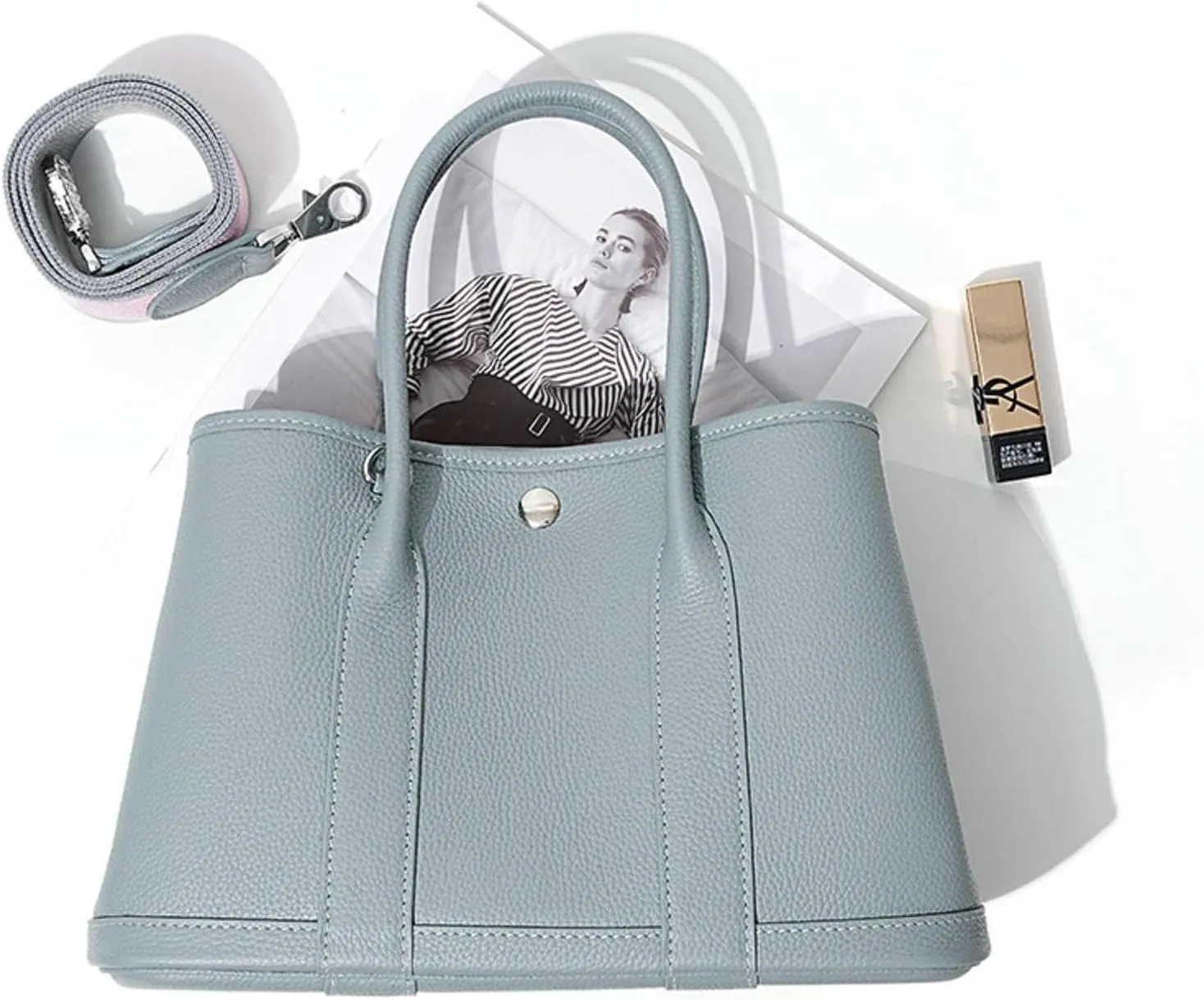Head Layer Cowhide Garden Bag, Commuting High-Capacity Leather Tote Bag