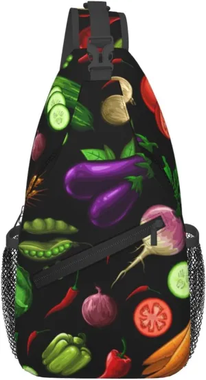 Healthy Vegetables Sling Backpack Chest Bag Fashion Crossbody Shoulder Bags Casual Daypack For Men Women