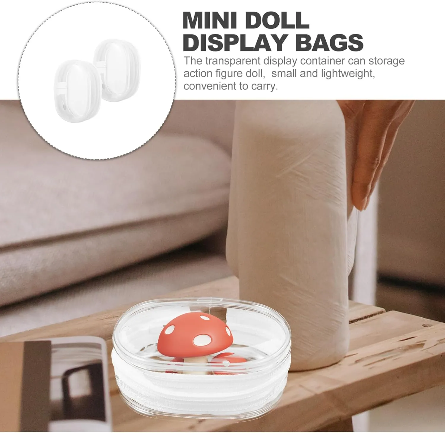 Healvian 2sets 2pcs Mini Doll Display Bags Transparent Doll Storage Pouch Figures Collectibles Lightweight Durable Storage for Jewelry and Accessories 2pcs*2