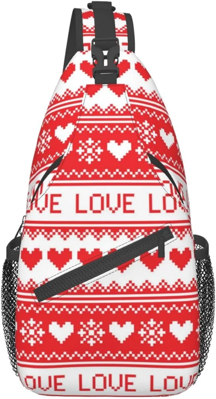 Heart Shoulder Bag Cute Sling Backpack Daypack Casual Valentines Day Bag Womens Backpack Bag