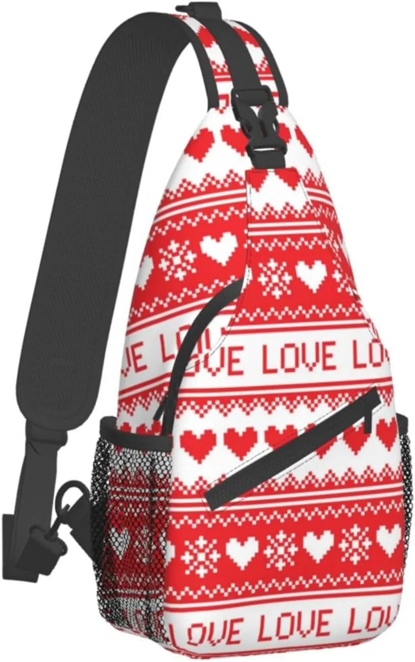 Heart Shoulder Bag Cute Sling Backpack Daypack Casual Valentines Day Bag Womens Backpack Bag