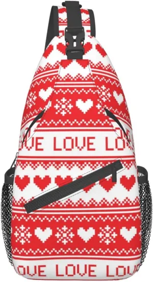 Heart Shoulder Bag Cute Sling Backpack Daypack Casual Valentines Day Bag Womens Backpack Bag