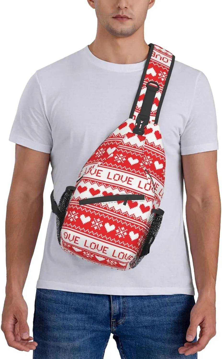 Heart Shoulder Bag Cute Sling Backpack Daypack Casual Valentines Day Bag Womens Backpack Bag