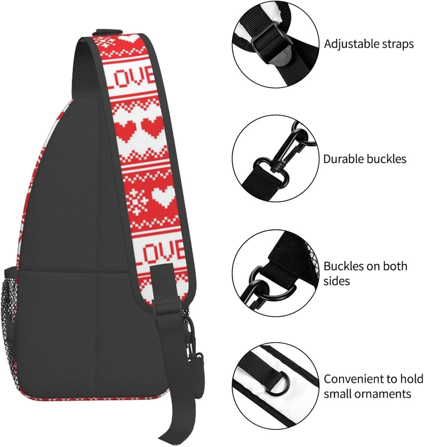 Heart Shoulder Bag Cute Sling Backpack Daypack Casual Valentines Day Bag Womens Backpack Bag