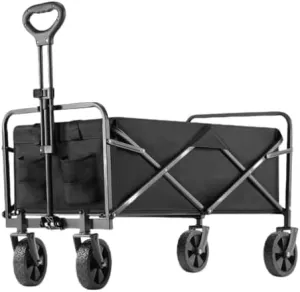 Heavy Duty Wagons Carts with All-Terrain Wheels, Collapsible Wagon for Sand, Beach, Gardan,Middle, Black