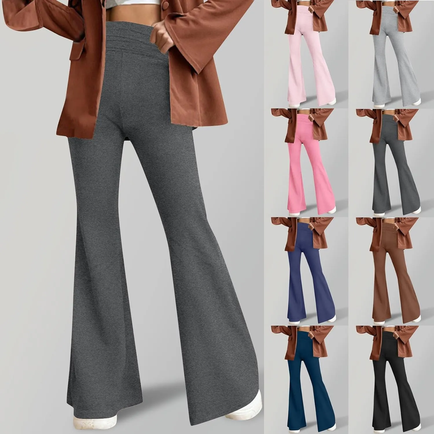 HGps8w Flare Leggings for Women Soft High Waisted Bell Bottom Casual Bootcut Gym Workout Yoga Pants