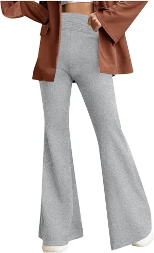 HGps8w Flare Leggings for Women Soft High Waisted Bell Bottom Casual Bootcut Gym Workout Yoga Pants
