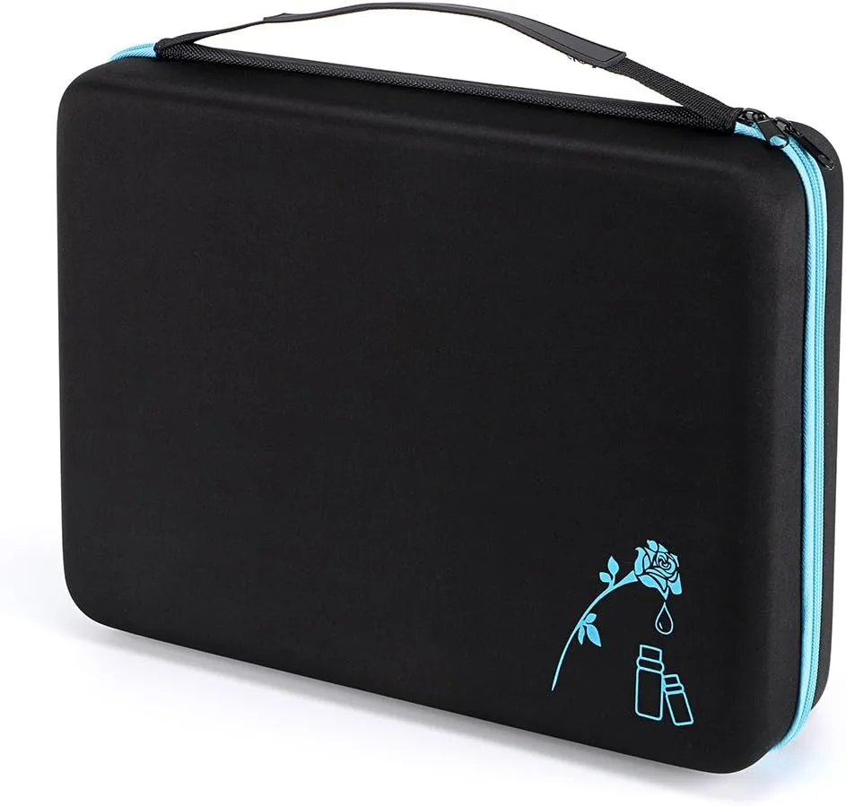 Hipiwe 108 Essential Oils Carrying Case Holds 5ml, 10ml, 15ml Bottles Hard Shell Exterior EVA Essential Oils Storage Organzier Bag with Foam Insert and Carrying Handle
