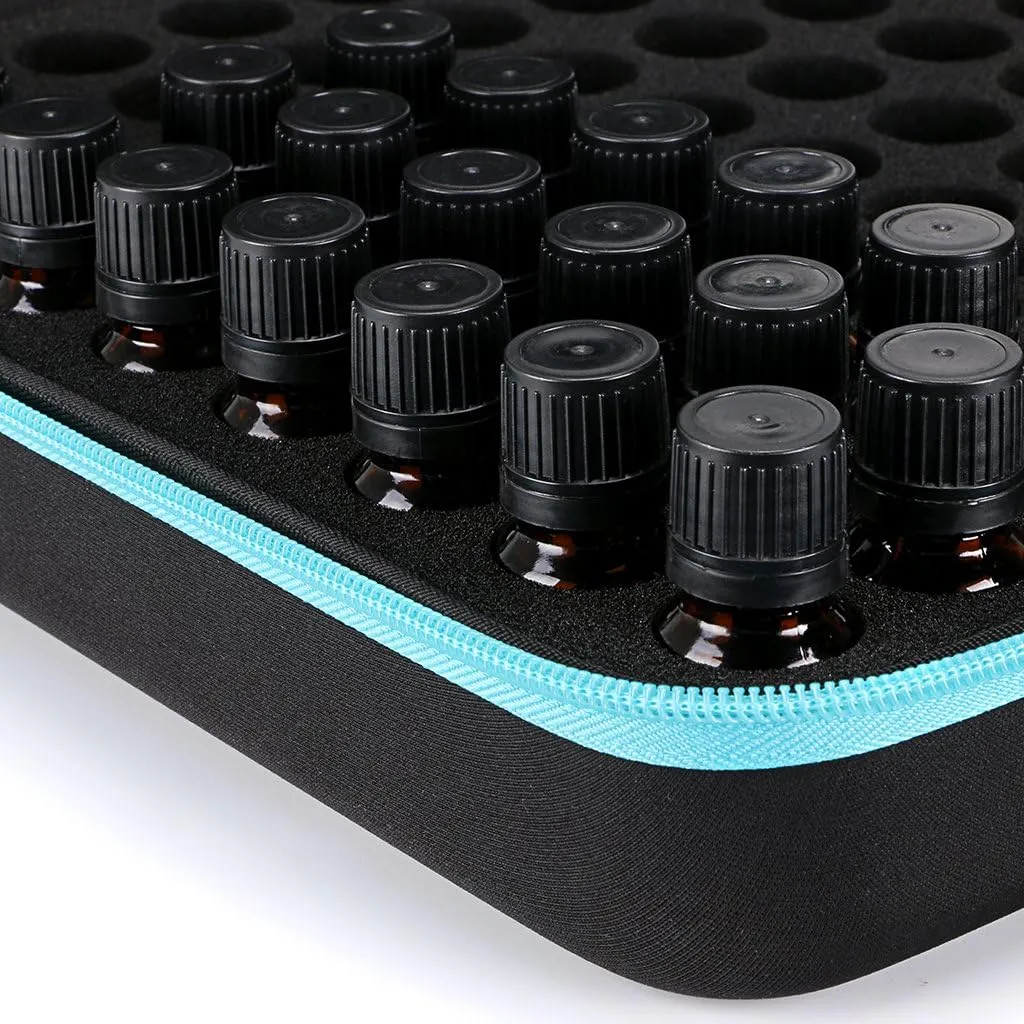 Hipiwe 108 Essential Oils Carrying Case Holds 5ml, 10ml, 15ml Bottles Hard Shell Exterior EVA Essential Oils Storage Organzier Bag with Foam Insert and Carrying Handle