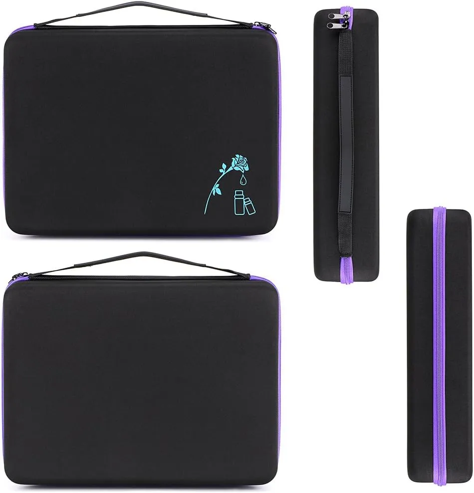 Hipiwe 108 Essential Oils Carrying Case Holds 5ml, 10ml, 15ml Bottles Hard Shell Exterior EVA Essential Oils Storage Organzier Bag with Foam Insert and Carrying Handle