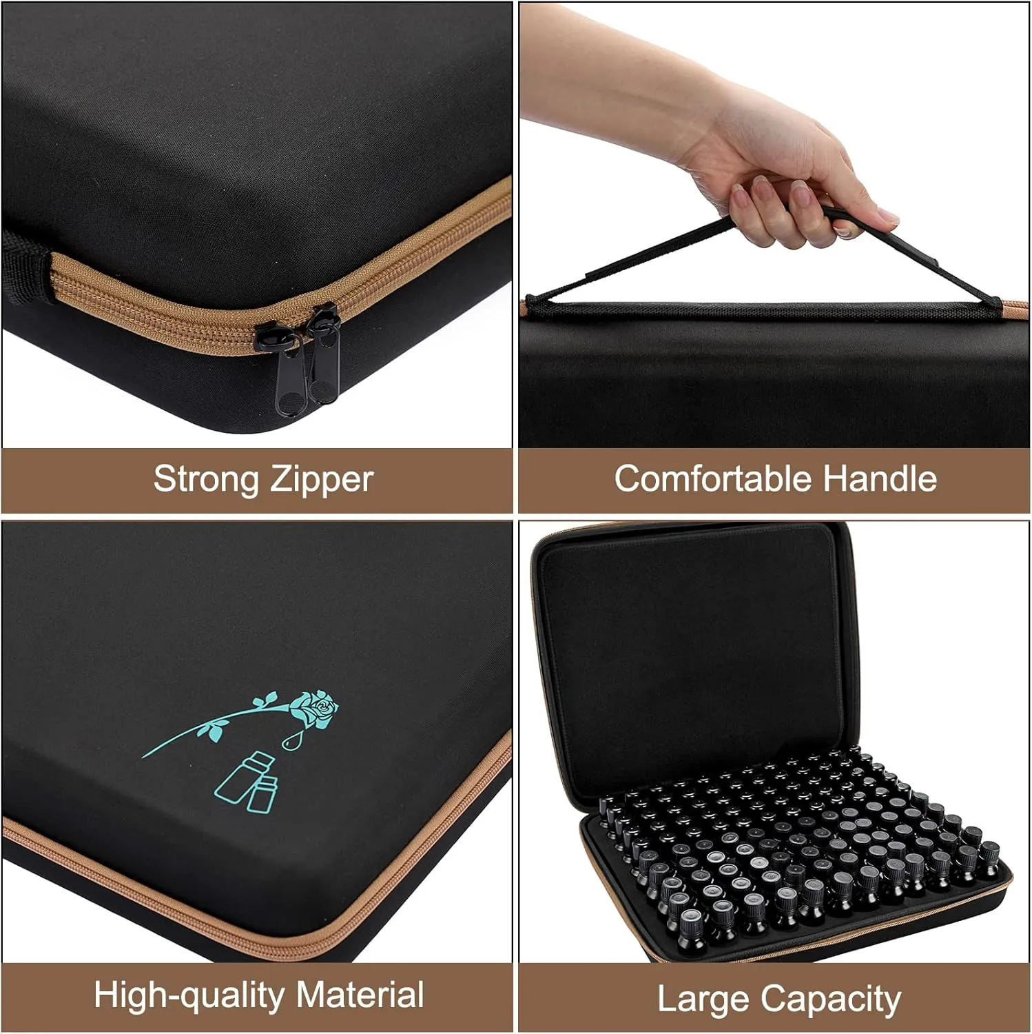 Hipiwe 120 Bottle EVA Essential Oil Storage Carrying Case Hard Shell Exterior Essential Oils Organizer Holder Traveling Bag with Foam Insert, Holds 5ml 10ml 15ml Essential Oils