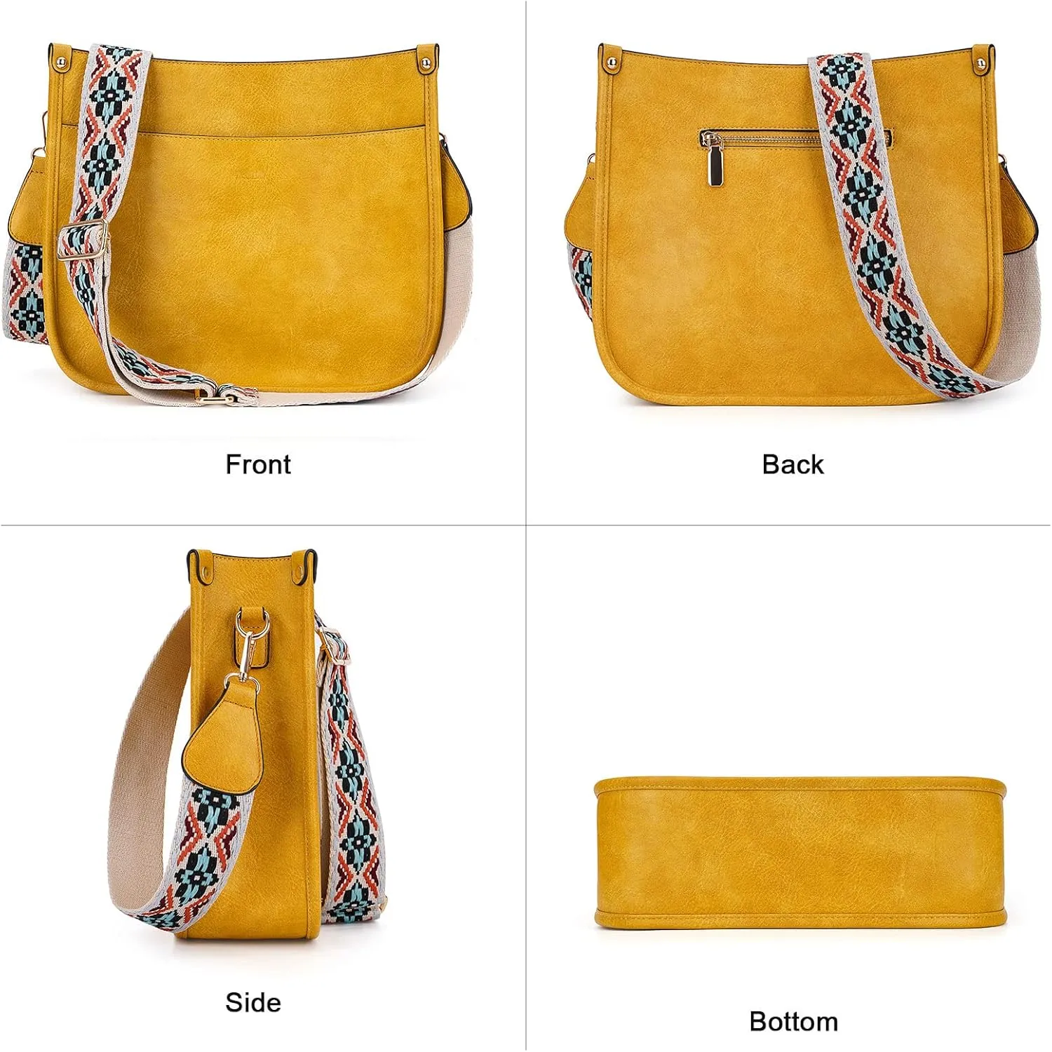 HKCLUF Vegan Leather Crossbody Bags Purse for Women Trendy Tassel Hobo Handbag Women With 2PCS Adjustable Guitar Strap