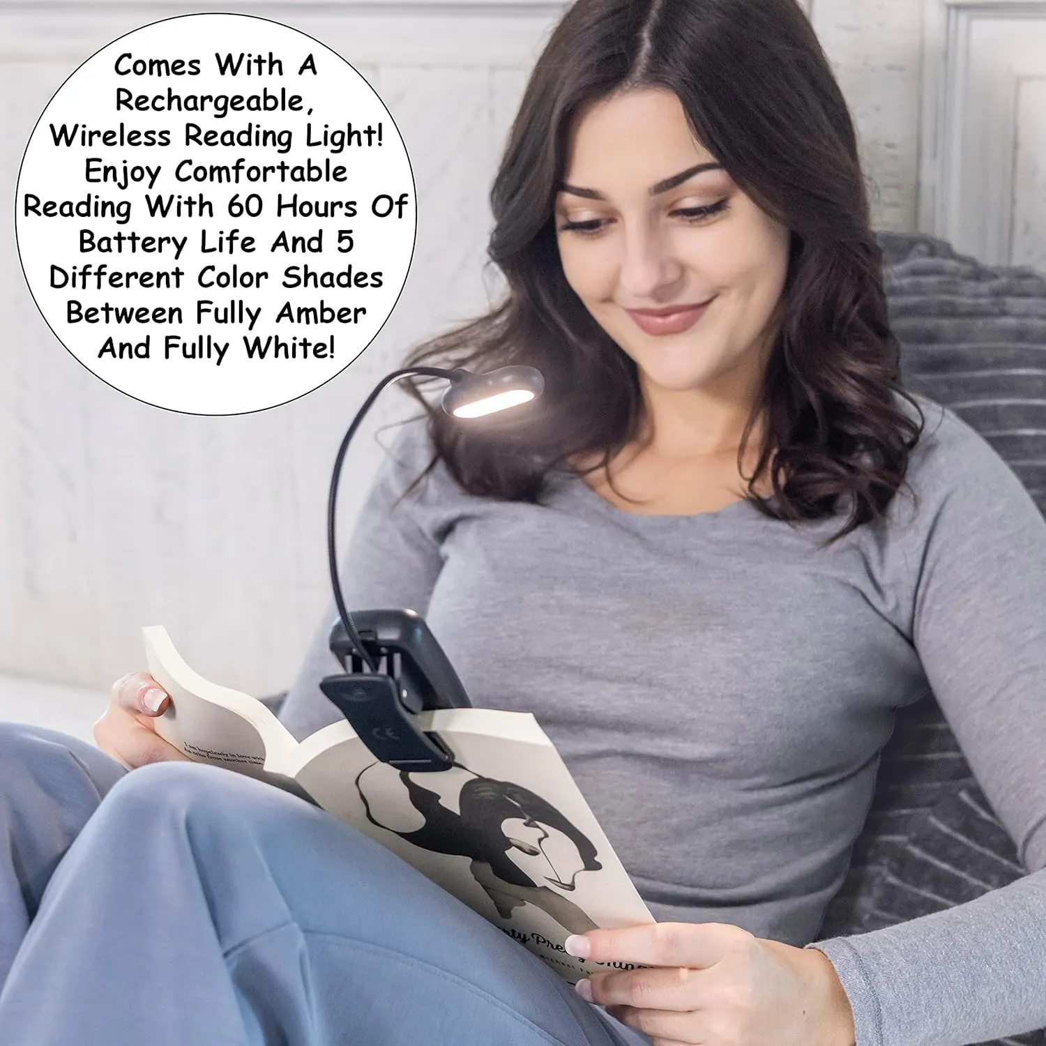 Homie Reading Pillow with Reading Light and Wrist Support, Has Arm Rests, and Back Support for Bed Rest, Lounging, Reading, Working on Laptop, Watching TV (Dark Gray, Large 18in x 31in)