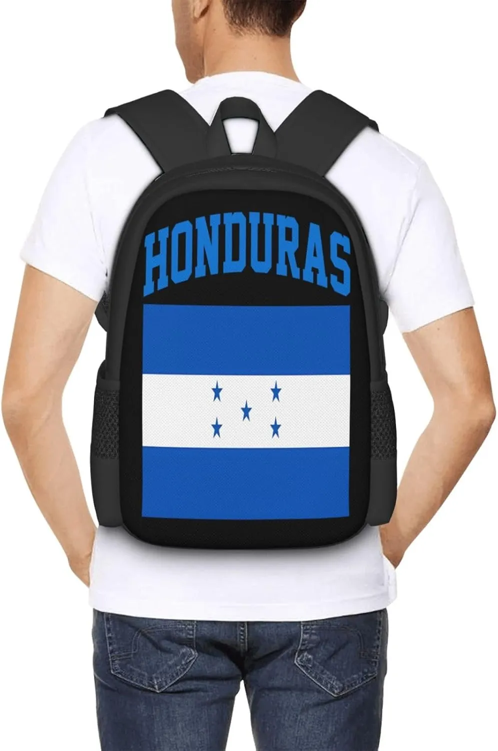 Honduran Flag Casual Backpack Large Capacity Backpacks 15 Inch Laptop Back Pack Travel Rucksack Daypack Commuter Bags with Adjustable Strap for Camping