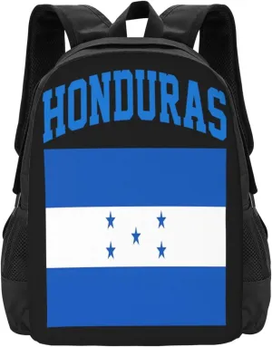Honduran Flag Casual Backpack Large Capacity Backpacks 15 Inch Laptop Back Pack Travel Rucksack Daypack Commuter Bags with Adjustable Strap for Camping