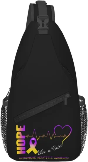 Hope For A Cure Autoimmune Hepatitis Awareness Crossbody Bags For Women Men Chest Backpack Gym Shoulder Bag Travel Outdoor Sports Casual Crossbody Bags