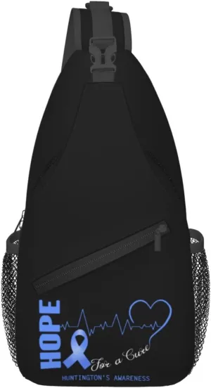 Hope For A Cure Huntingtons Awareness Crossbody Bags For Women Men Chest Backpack Gym Shoulder Bag Travel Outdoor Sports Casual Crossbody Bags