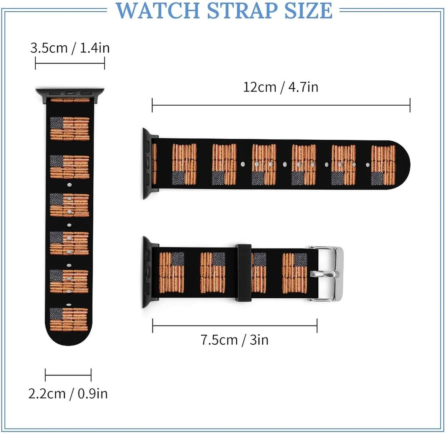 Hot Dog U.S. Flag July 4th Adjustable Silicone Watchband Compatible with IWatch Classic Soft Sports Watch Strap for Men Women