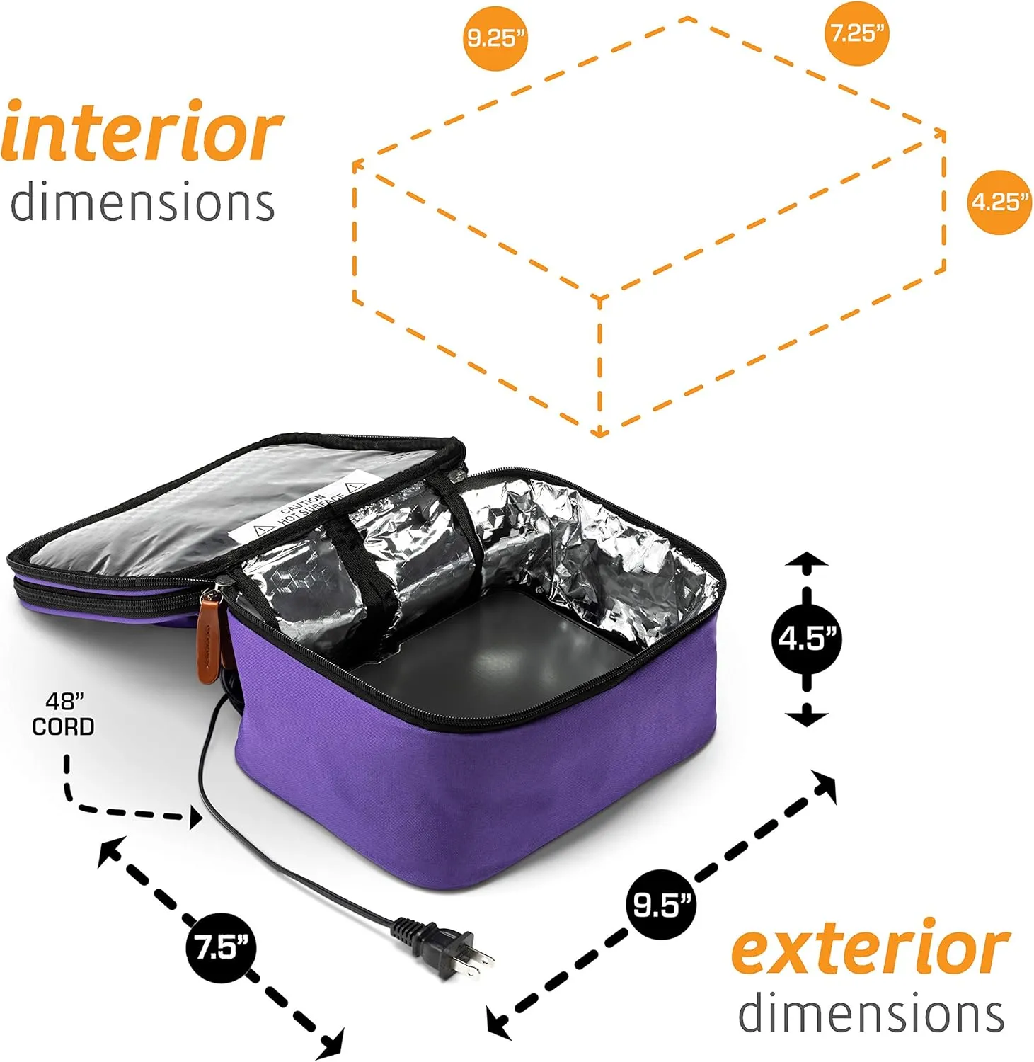 HotLogic 16801169-PUR Food Warming Tote Lunch Bag Plus 120V, Purple