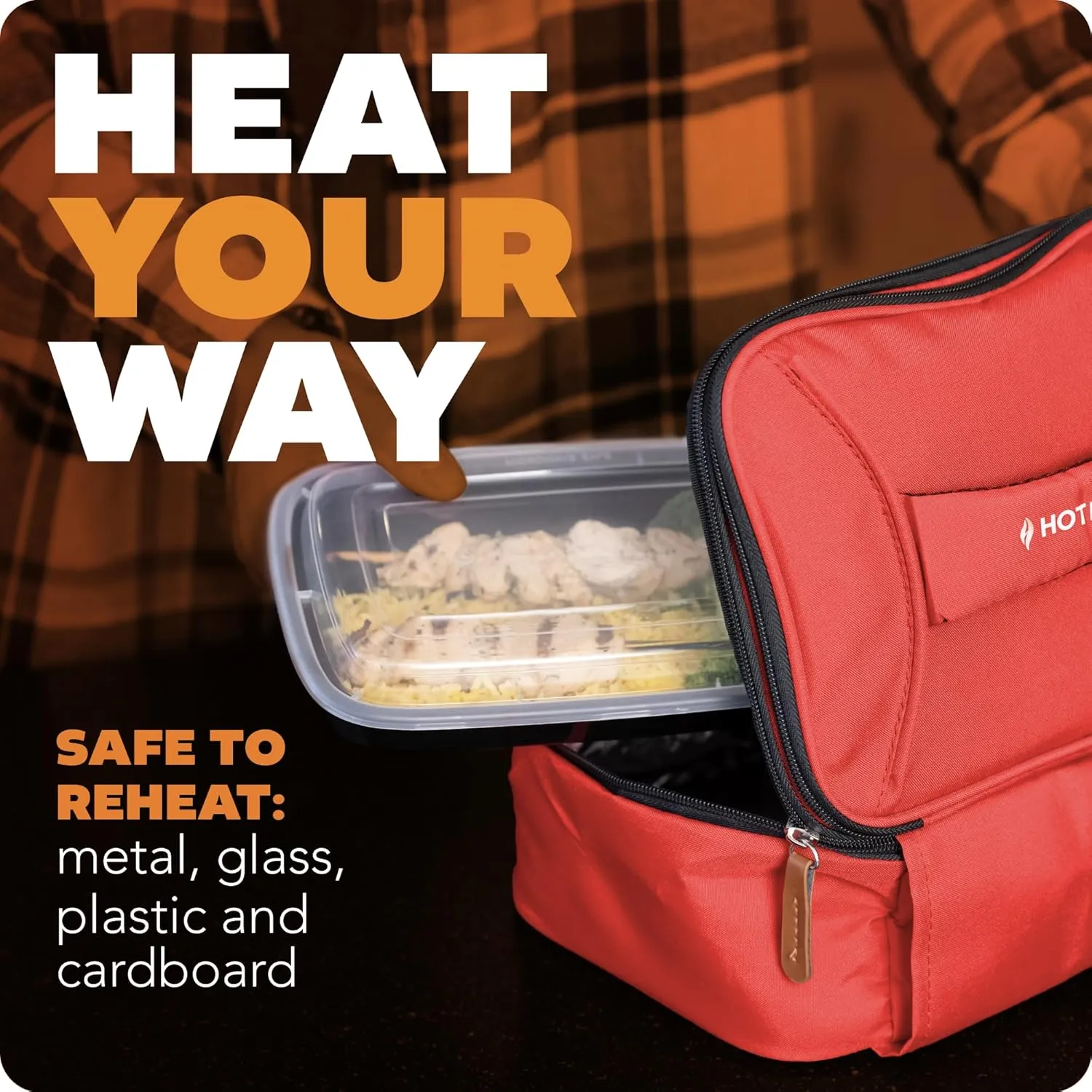 HotLogic 16801174-RD Food Warming Tote Lunch Bag Plus 12V, Red