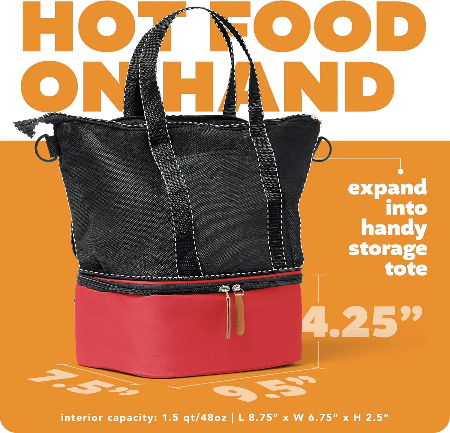 HotLogic 16801174-RD Food Warming Tote Lunch Bag Plus 12V, Red