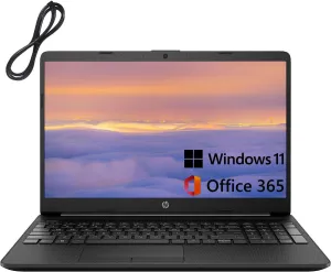 HP 15 15.6" Laptop Computer, Intel Pentium Silver N5030 Quad-Core up to 3.1GHz, 8GB DDR4 RAM, 256GB PCIe SSD, 802.11AC WiFi, Bluetooth, 1-Year Office 365, Black, Windows 11 Home S, BROAG Cable