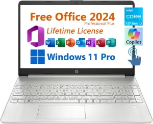 HP 15.6" Business Laptop, Free Microsoft Office 2024 Lifetime License, Copilot AI Chat, HD Touchscreen Display, Intel 6-Core i3-1215U 4.4 GHz, 16GB RAM, 512GB SSD, Long Battery Life, Windows 11 Pro