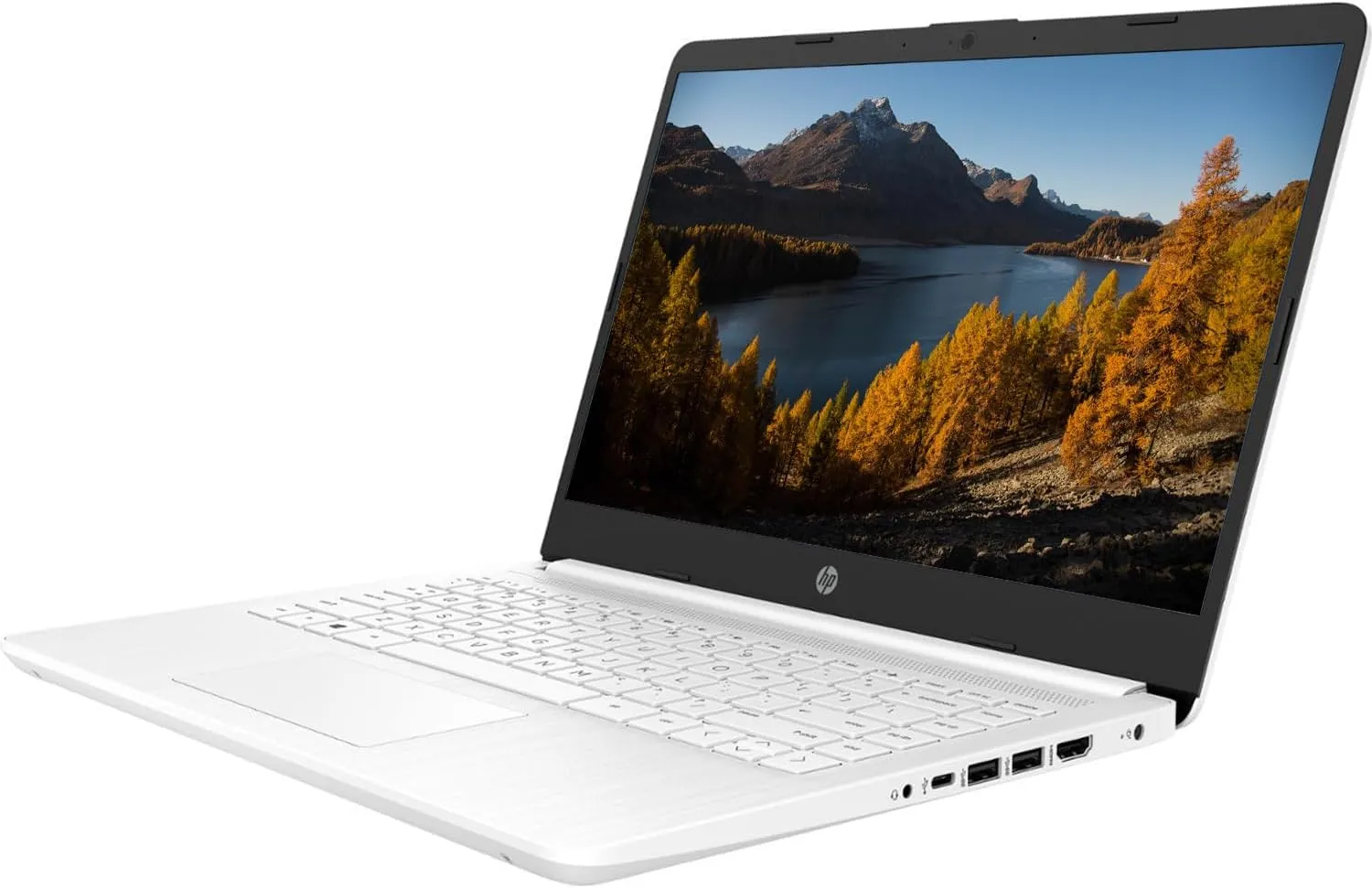 HP Portable Laptop, Student and Business, 14" HD Display, Intel Quad-Core N4120, 16GB DDR4 RAM, 64GB eMMC, 1 Year Office 365, Webcam, SD Card Reader, HDMI, Wi-Fi, Windows 11 Home, White, KKE Mousepad