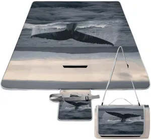 Humpback Whale Tail Ocean Picnic Blanket Outdoor, Oversized Beach Blanket, Foldable Lightweight Waterproof Sand Cushion Suitable for Beaches, Camping Grasslands Mat