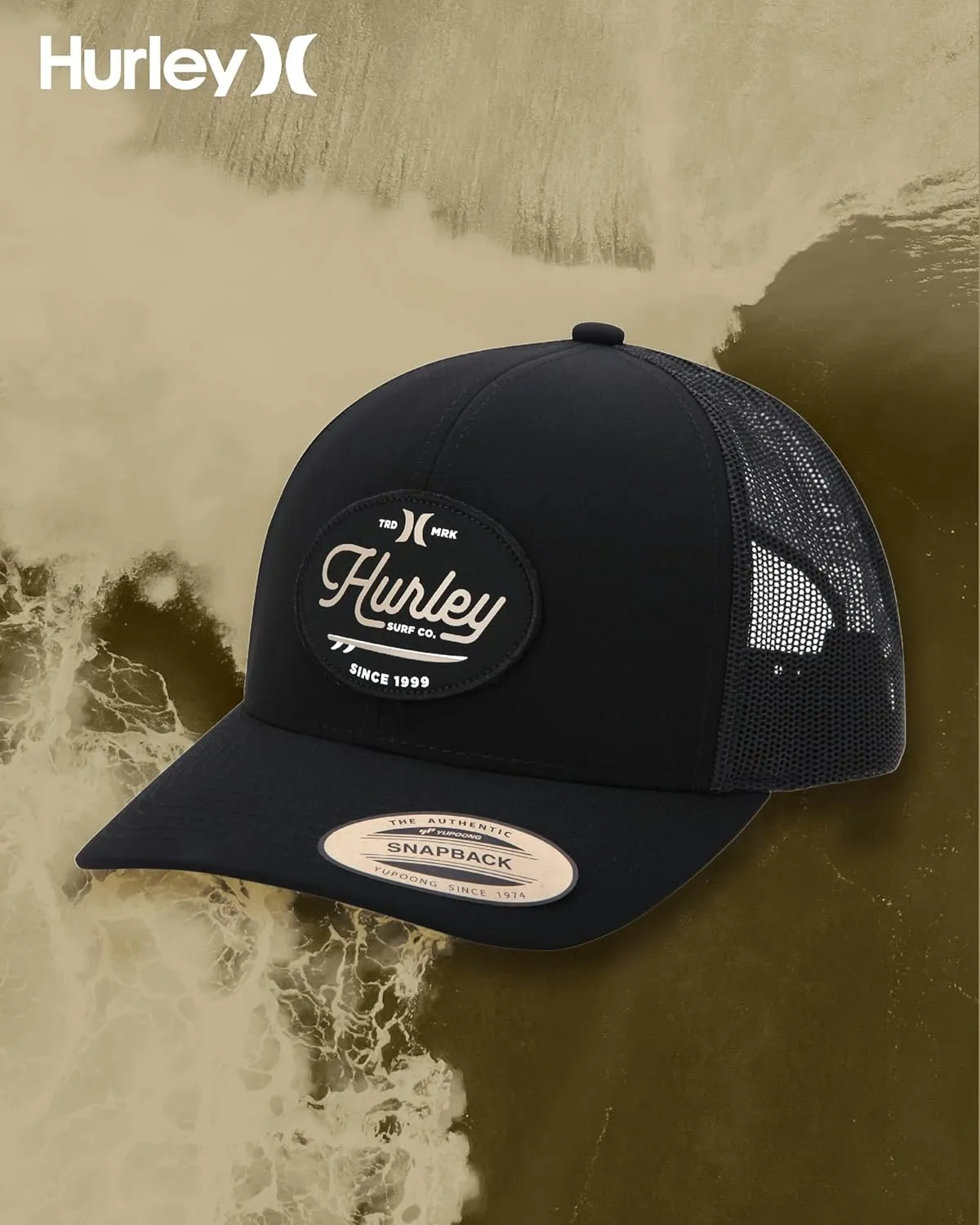 Hurley Mens' Hat - Beach Break Trucker Water Resistant Baseball Cap