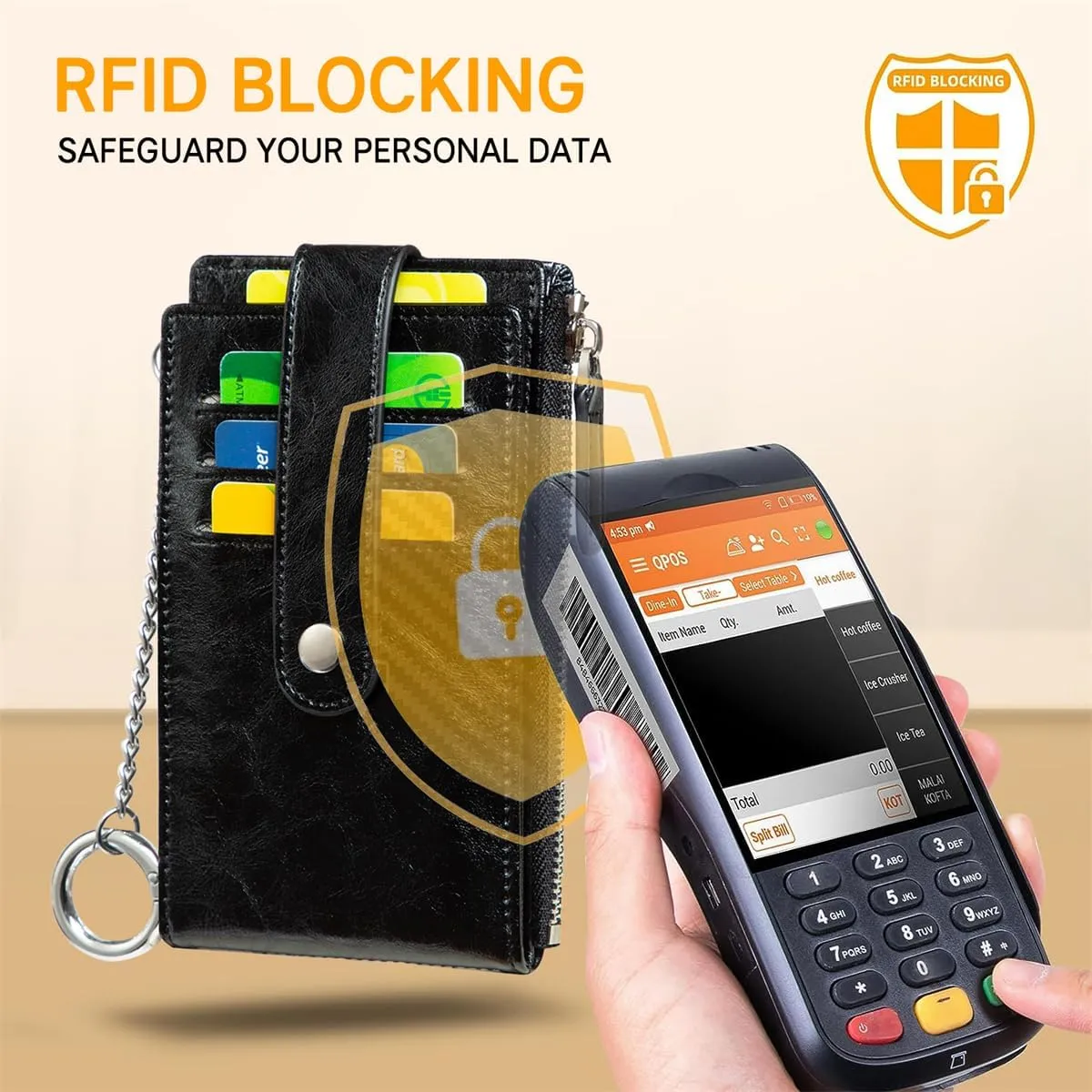 Huztencor Credit Card Holder for Women RFID Small Wallet Women Slim - Multi Zipper Card Case with Keychain