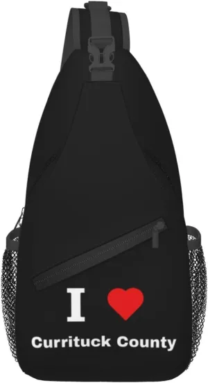 I Love Currituck County Crossbody Bags For Women Men Chest Backpack Gym Shoulder Bag Travel Outdoor Sports Casual Crossbody Bags