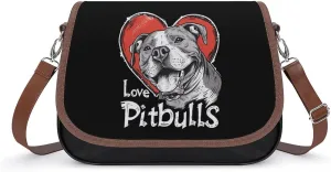 I Love Pit Bull Funny Women's Crossbody Bags Novelty Leather Purse Handbag Shoulder Bag