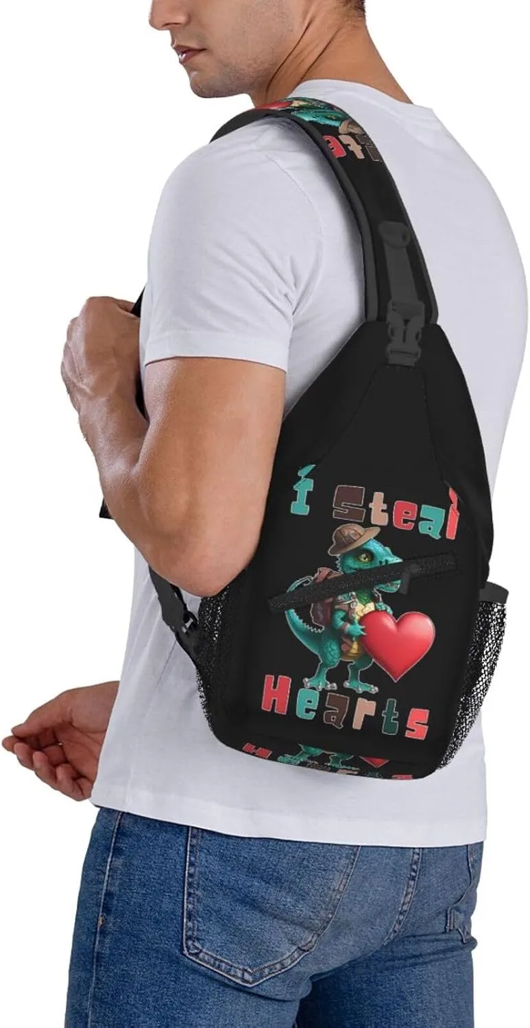 I Steal Hearts Chest Sling Bag Crossbody Shoulder Backpack Bag Gym Cycling Travel Hiking Daypack Cross Bag