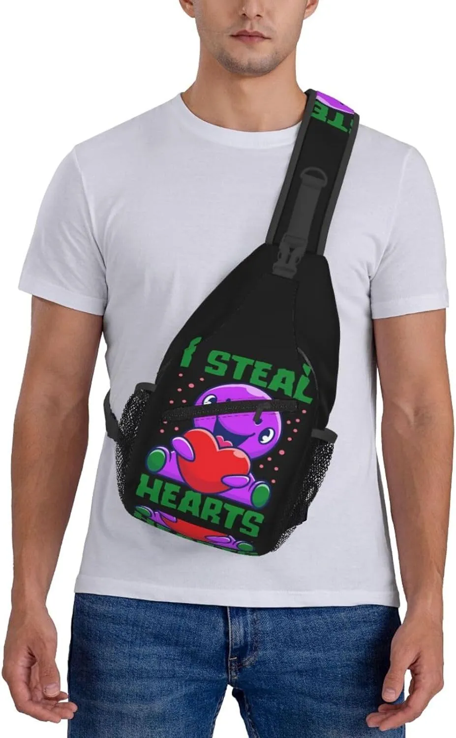 I Steal Hearts Chest Sling Bag Crossbody Shoulder Backpack Bag Gym Cycling Travel Hiking Daypack Cross Bag