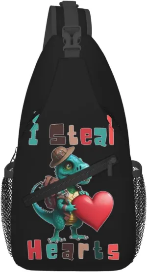 I Steal Hearts Chest Sling Bag Crossbody Shoulder Backpack Bag Gym Cycling Travel Hiking Daypack Cross Bag