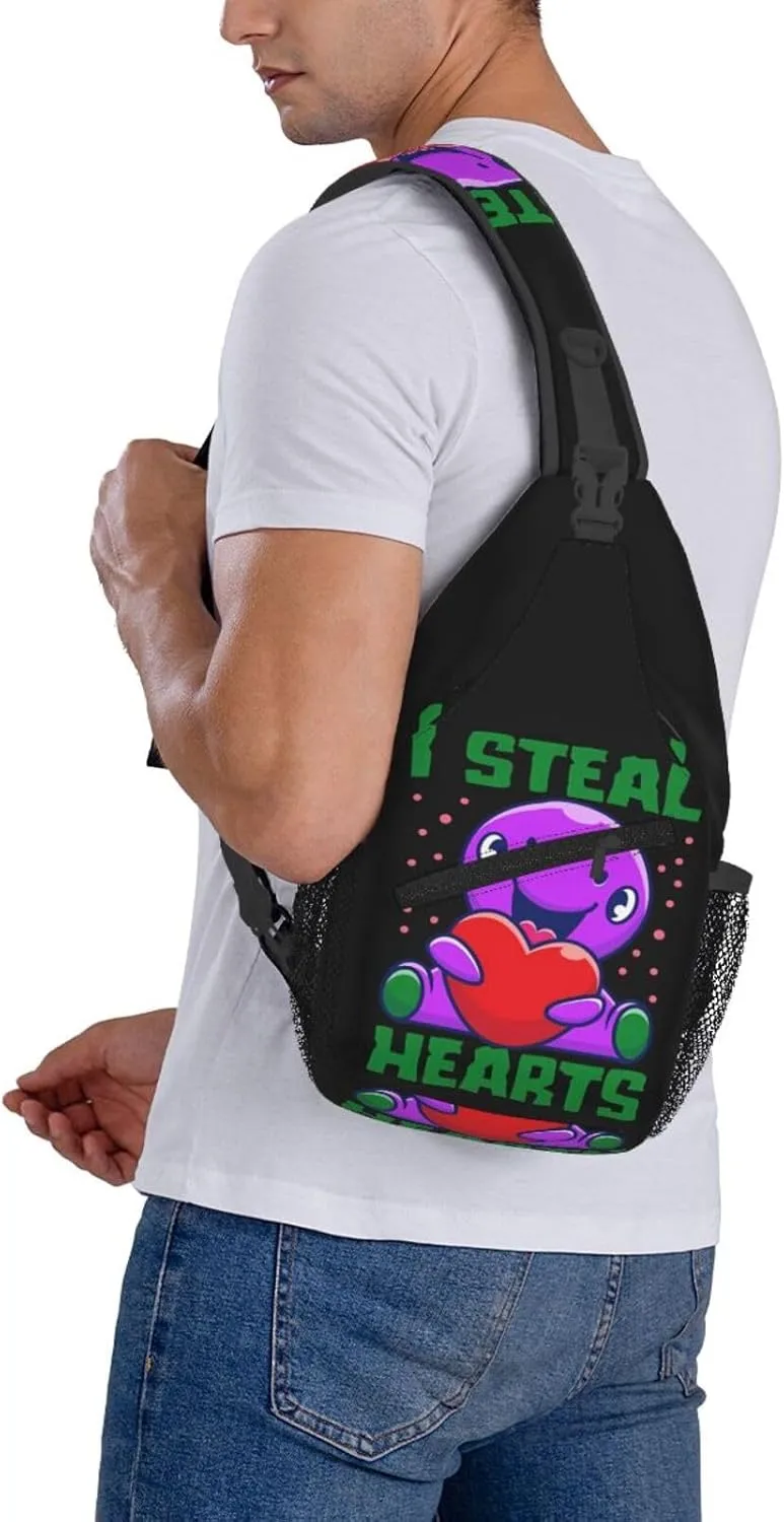 I Steal Hearts Chest Sling Bag Crossbody Shoulder Backpack Bag Gym Cycling Travel Hiking Daypack Cross Bag