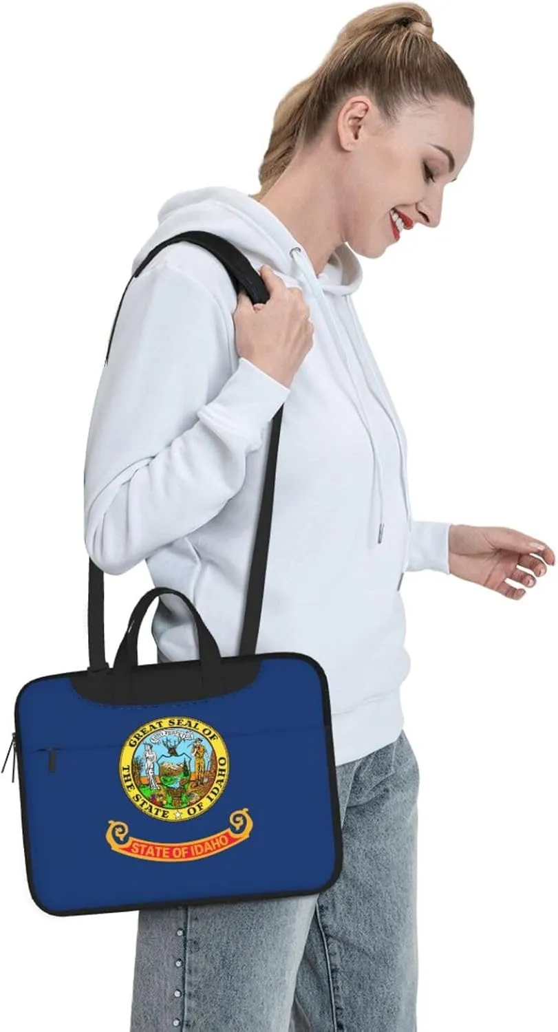 Idaho State Flag Print Laptop Adjustable Shoulder Strap With Handle Accessory Pocket For Men Women