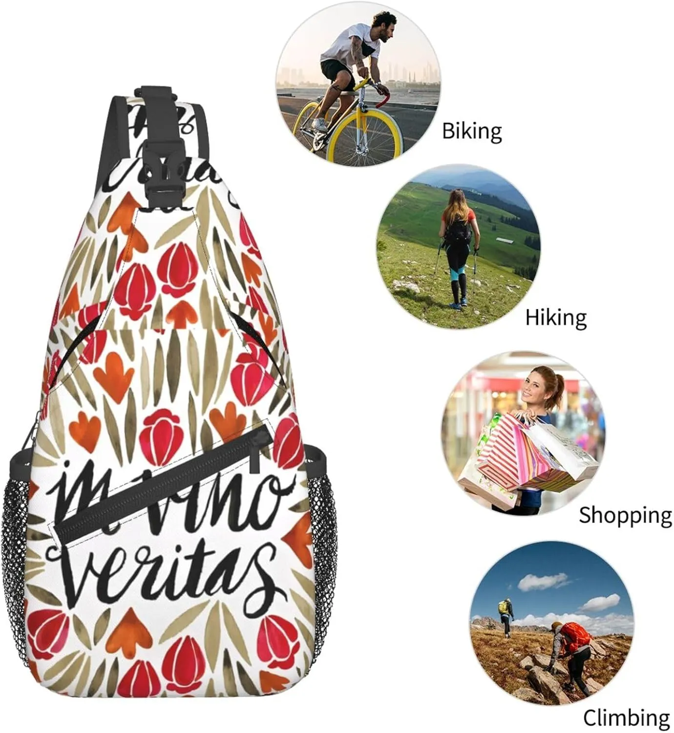 In Wine, There Is Truth – Red Chest Sling Bag Crossbody Shoulder Backpack Bag Gym Cycling Travel Hiking Daypack Cross Bag